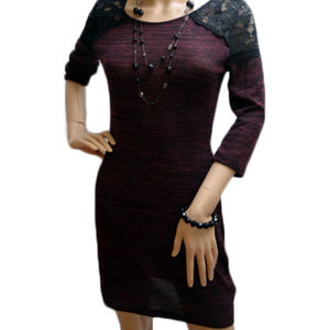 Burgundy/Black w/Lace Shoulder Dress